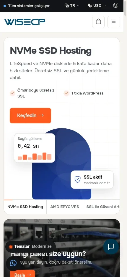 Modernize temasının telefon ekranındaki görünümü.